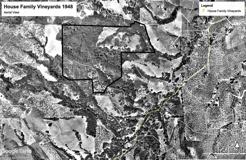 Outline of House Family Vineyards Property Lines based on 1948 Google Earth